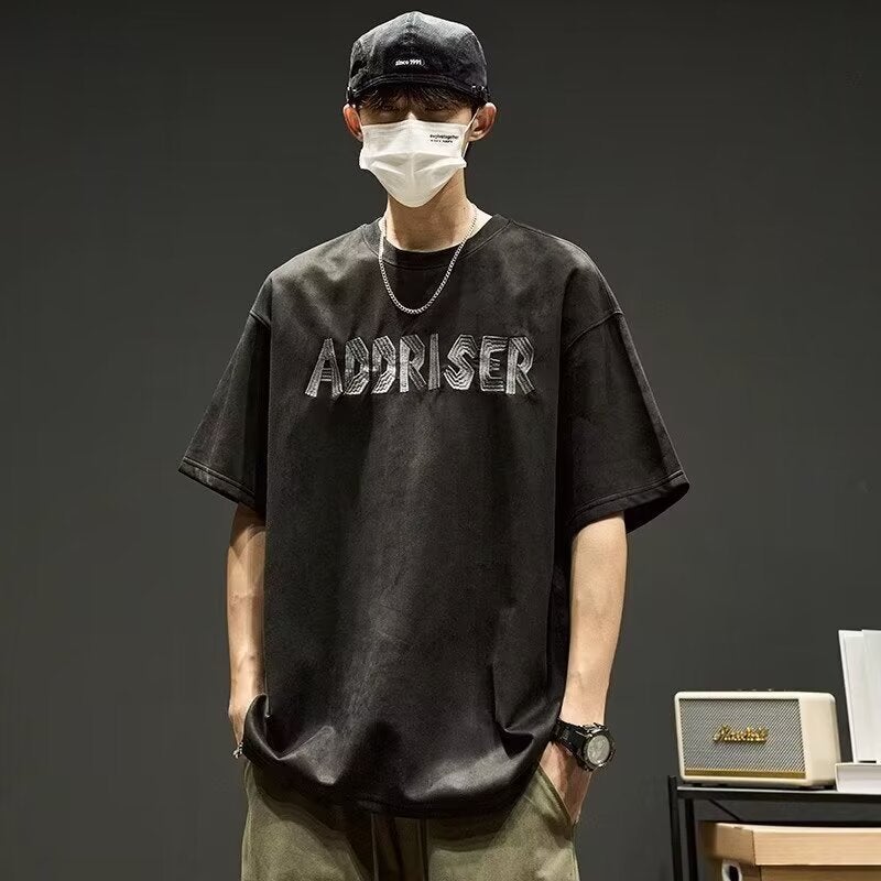New Short-Sleeved T-Shirt Men'S Summer Korean-Style Trendy Simple Half-Sleeved Top Hong Kong-Style Loose Casual Trendy Brand T-Shirt - Image 4