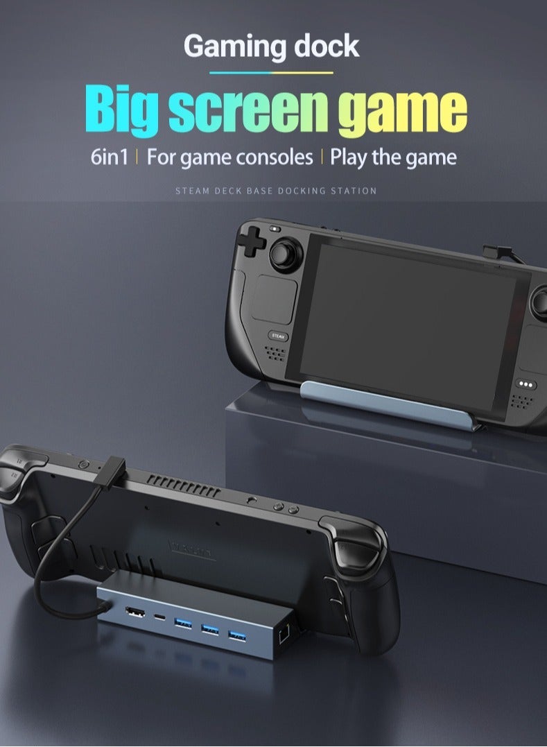 Chixing Steam Deck Dock, with 100W Charging Power, 6-in-1 Steam Deck Docking Station with HDMI 2.0 4K@60Hz, Gigabit Ethernet, 3 USB A 3.0 and Full Speed Charging USB C Port - Image 2