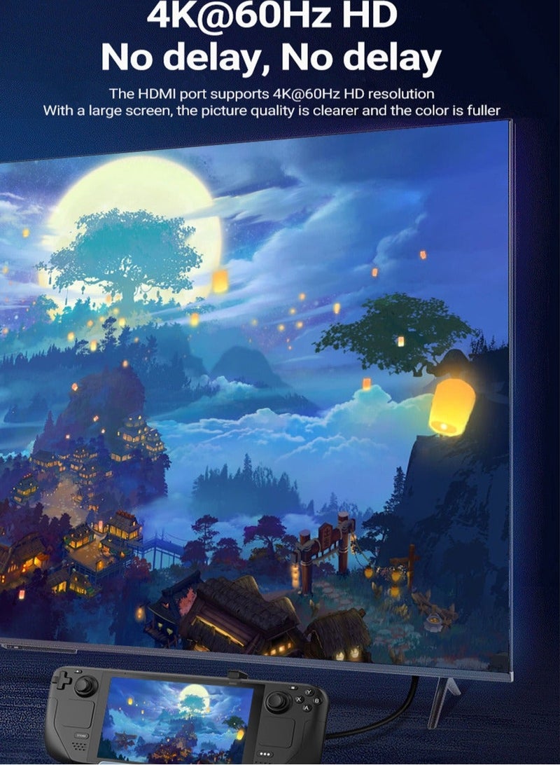 Chixing Steam Deck Dock, with 100W Charging Power, 6-in-1 Steam Deck Docking Station with HDMI 2.0 4K@60Hz, Gigabit Ethernet, 3 USB A 3.0 and Full Speed Charging USB C Port - Image 3