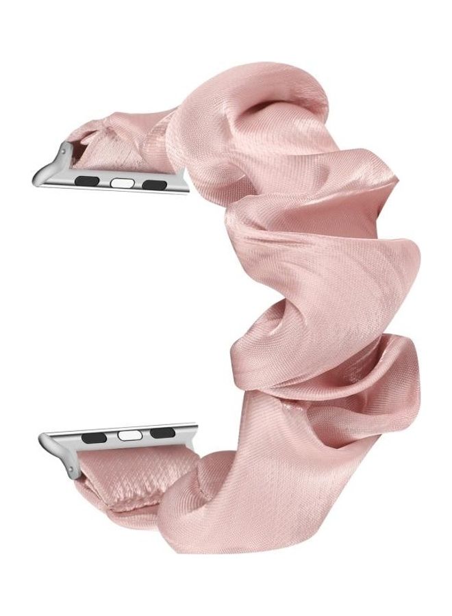 NIBEMINENT Shell Pattern Hair Ring Cloth Watch Strap For Apple Series 7/6/SE/5/4/3/2/1 41/40/38mm Pink - Image 2