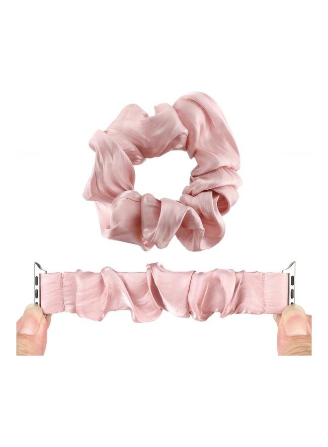 NIBEMINENT Shell Pattern Hair Ring Cloth Watch Strap For Apple Series 7/6/SE/5/4/3/2/1 41/40/38mm Pink - Image 4