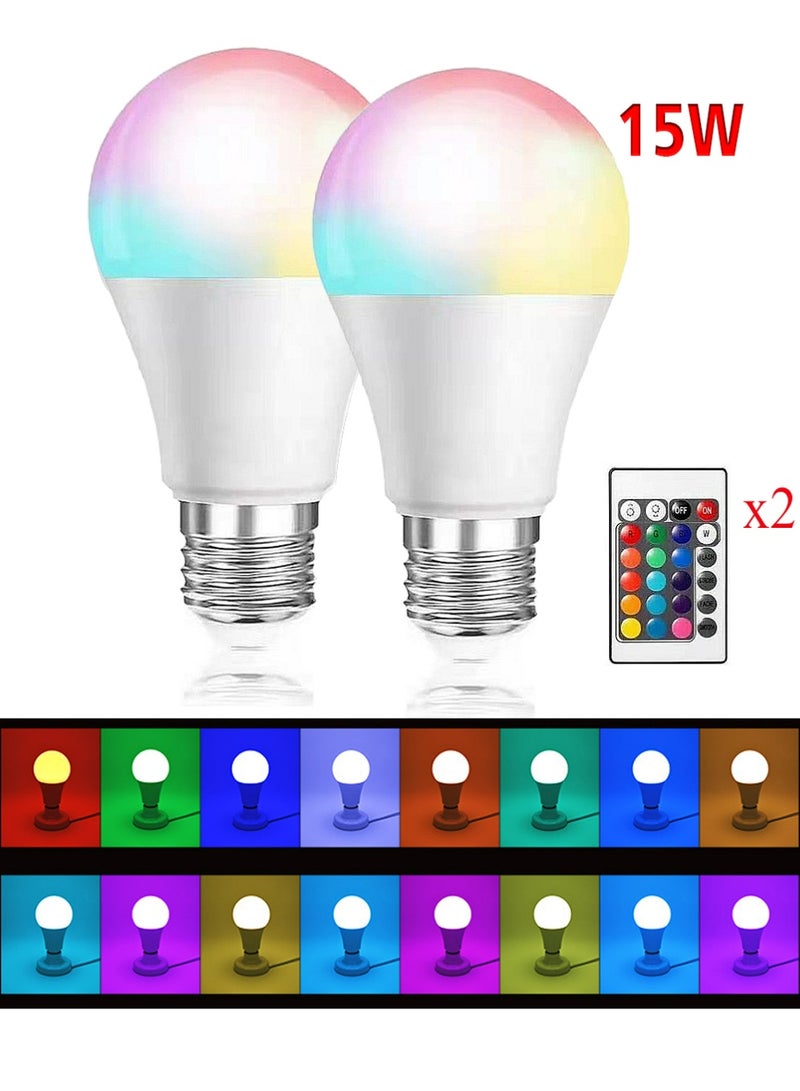 يوجي 2PCS LED Globe Lamp 15W المصابيح ، المصابيح المكافئة قاعدة المصابيح لمروحة السقف الإضاءة المنزلية مصباح توفير الطاقة مصباح معلق الإضاءة المنزلية واضحة الضوء الدافئ 7 لون التخفيف - Image 1