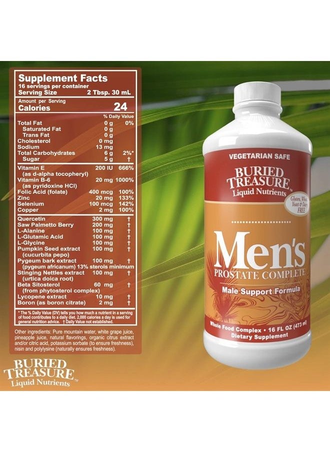 Buried Treasure - : Men's Prostate Complete - Natural Herbal Formula Supplement w/ Saw Palmetto, Pygeum Bark, & Stine Nettles to Support Healthy Urinary & Prostate Function - 16 oz - Image 1