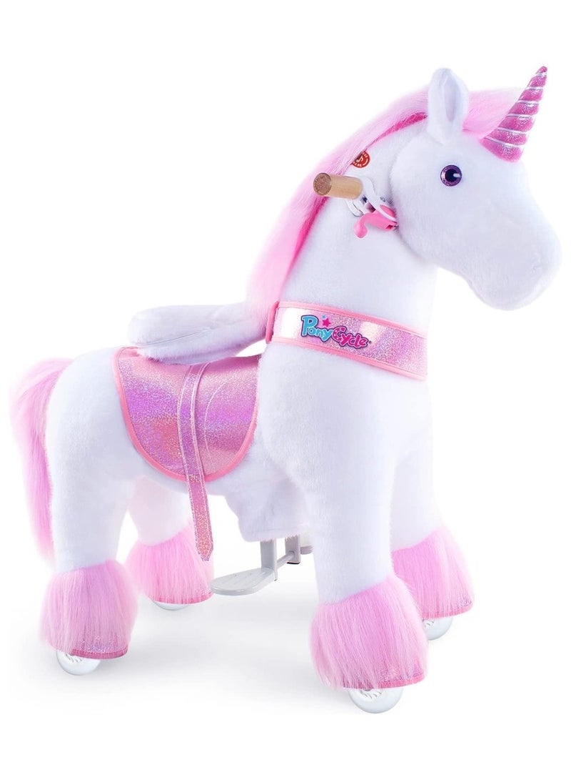 PonyCycle Official Licensed Kids Riding Horse Toy With Brake No Battery No Electricity Indoor and Outdoor best Gift for Kids 4 to 8 years - Medium Unicorn - Image 1
