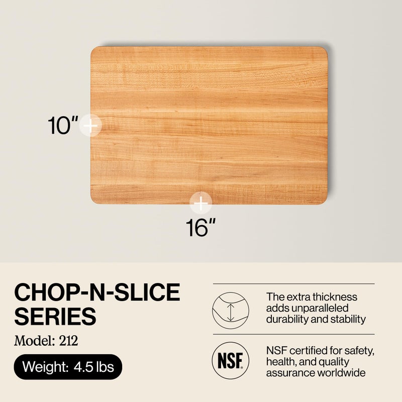 John Boos Chop-N-Slice Series Rectangular Wooden Maple Cutting Board 16â€x10â€ â€“ 1â€ Thick, 4.5-lb Reversible Butcher Block with Eased Corners, Edge-Grain â€“ Made in the USA - Image 2