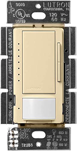LUTRON مفتاح ديمر حساس حركة لوتрон ماسترو للحمام، المرآب، غرفة الغسيل، والخزانة، حساس شغل وترك، قطب واحد/مواقع متعددة، بدون حيادي مطلوب، MSCL-OP153M-IV، عاجي - Image 2