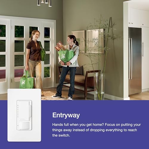 LUTRON مفتاح ديمر حساس حركة لوتрон ماسترو للحمام، المرآب، غرفة الغسيل، والخزانة، حساس شغل وترك، قطب واحد/مواقع متعددة، بدون حيادي مطلوب، MSCL-OP153M-IV، عاجي - Image 4