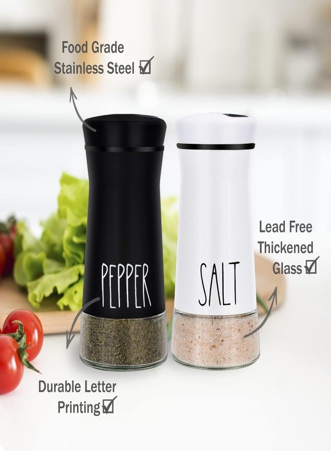 ZIPRON Salt and Pepper Shakers Set – Stainless Steel Spice Dispensers with Adjustable Pour Holes | Black & White Set for Table Salt, Himalayan Salt, Black or White Pepper - Image 3