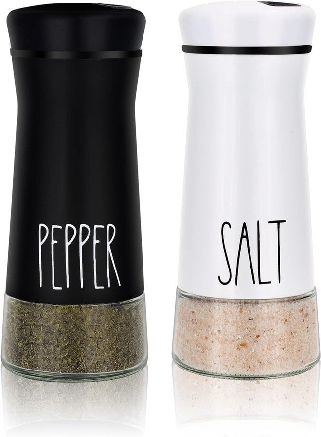 ZIPRON Salt and Pepper Shakers Set – Stainless Steel Spice Dispensers with Adjustable Pour Holes | Black & White Set for Table Salt, Himalayan Salt, Black or White Pepper - Image 1