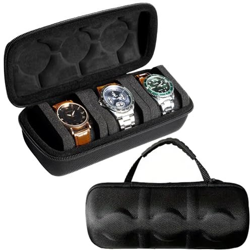 VIVUE 3 Slots Watch organizer Box For Men Women, Watch Storage Holder Case With Soft Removable Pillow, Strong Fabric and Smooth Zipper Case For Travel & Home Organization (3Slot Round Zipper) - Image 1