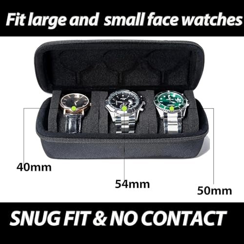 VIVUE 3 Slots Watch organizer Box For Men Women, Watch Storage Holder Case With Soft Removable Pillow, Strong Fabric and Smooth Zipper Case For Travel & Home Organization (3Slot Round Zipper) - Image 3