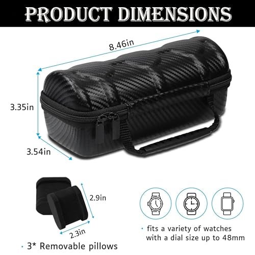 VIVUE 3 Slots Watch organizer Box For Men Women, Watch Storage Holder Case With Soft Removable Pillow, Strong Fabric and Smooth Zipper Case For Travel & Home Organization (3Slot Round Zipper) - Image 2