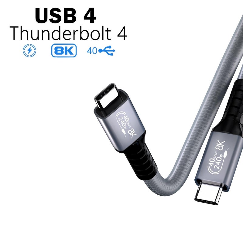 ETZIN USB 4 Cable 40 Gbps Data Transfer,Thunderbolt 4 Cable Supports 8K HD Display, 240w USB-c Charge Cable USB C to USB C, for 15Pro/15Pro Max/15/15Plus EPL-1154CC(1M) - Image 2