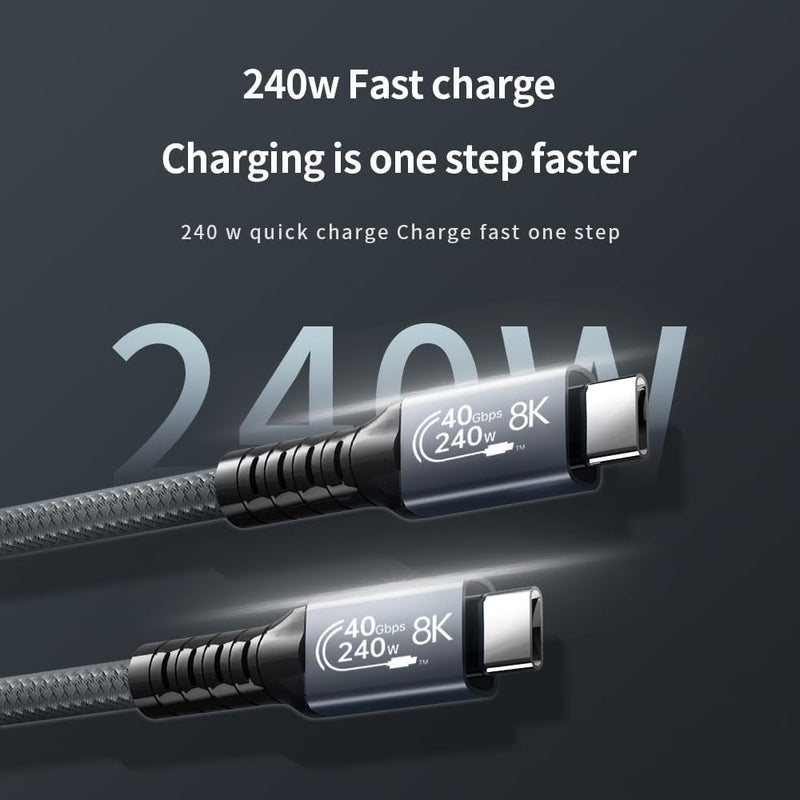 ETZIN USB 4 Cable 40 Gbps Data Transfer,Thunderbolt 4 Cable Supports 8K HD Display, 240w USB-c Charge Cable USB C to USB C, for 15Pro/15Pro Max/15/15Plus EPL-1154CC(1M) - Image 5