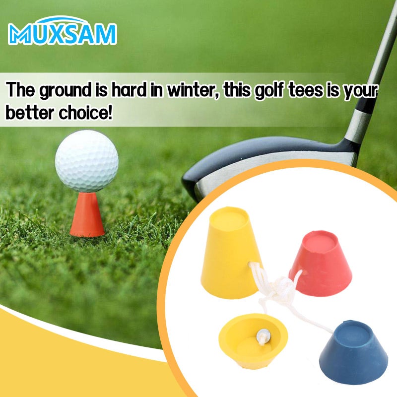MUXSAM Winter Golf Tees, Durable Rubber Golf Tees with 4 Different Heights 38mm 22mm 18mm 12mm for Frosty Days Hard Ground Home Driving Range Mat Training Practice Kits - Image 5