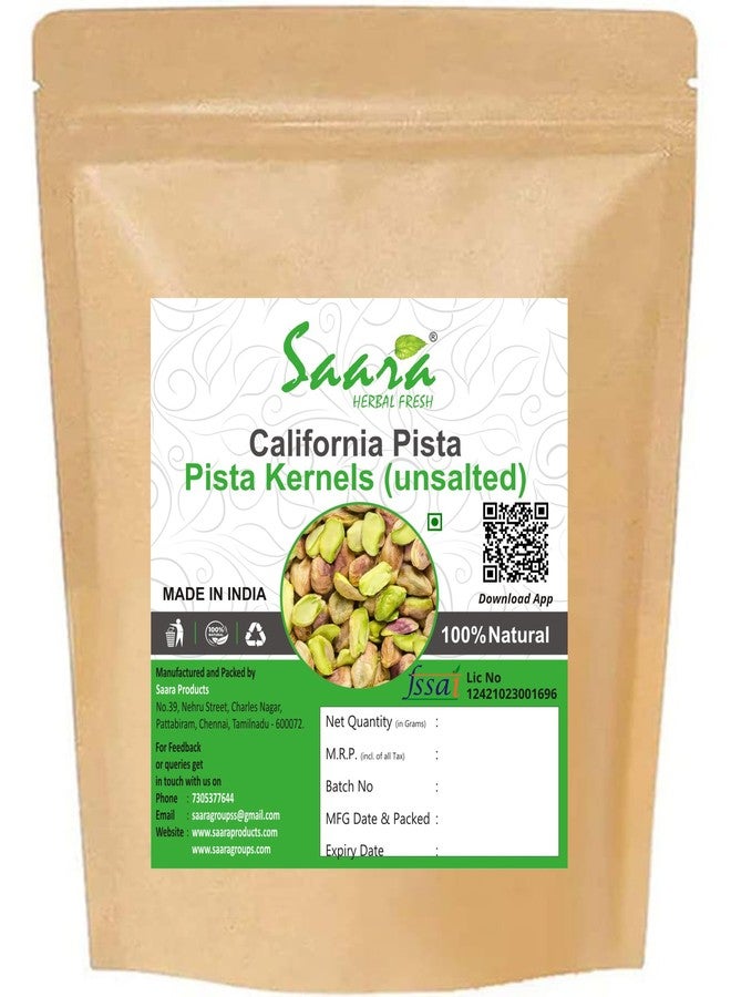 Saara HERBALFRESH Unsalted Pistachio Kernels, 500g, Super Crunchy & Delicious, No Gluten, No GMO, (Without Shell)500g - Image 1