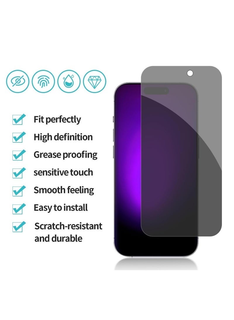 TIGER iPhone Tempered Glass 3 Pack Privacy Screen Protector Set For iPhone 14 6.1 Inch Anti-Spy Tempered-Glass, Scratch Resistant iPhone Glass Full-Coverage Glass (Privacy, iPhone 14) - Image 2