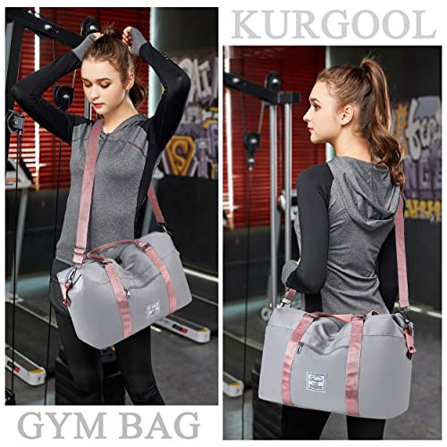 KURGOOL Gym Bag with Wet Pocket, Foldable Travel Duffle Bag Carry On Weekender Bags for Women, Waterproof Overnight Bag for Travel, Gym, Yoga - Image 2