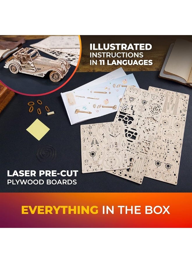 UGEARS Sports Car Rapid Mouse - 3D Car Model Puzzle with Powerful Dual Engine System - 3D Wooden Puzzles for Adults - Challenging Roadster Model Car Kits to Build - DIY 3D Puzzle Model Kits - Image 5