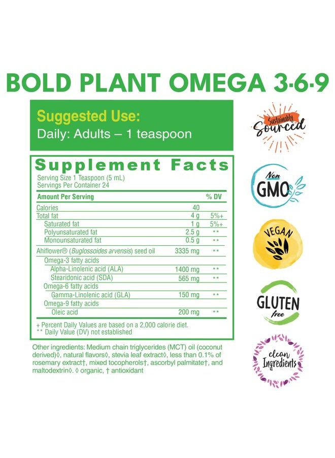 Bold Botanica Plant Omega 3-6-9, with Ahiflower Oil, Vegan Omega 3, Complete Plant-Based Omegas for Brain & Immune Health, Better Than Flax, Fish Free, Great Taste, Sugar-Free, Non-GMO, Liquid- 4 oz - Image 4