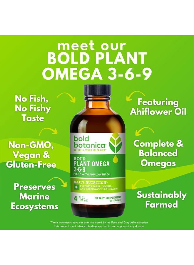 Bold Botanica Plant Omega 3-6-9, with Ahiflower Oil, Vegan Omega 3, Complete Plant-Based Omegas for Brain & Immune Health, Better Than Flax, Fish Free, Great Taste, Sugar-Free, Non-GMO, Liquid- 4 oz - Image 2