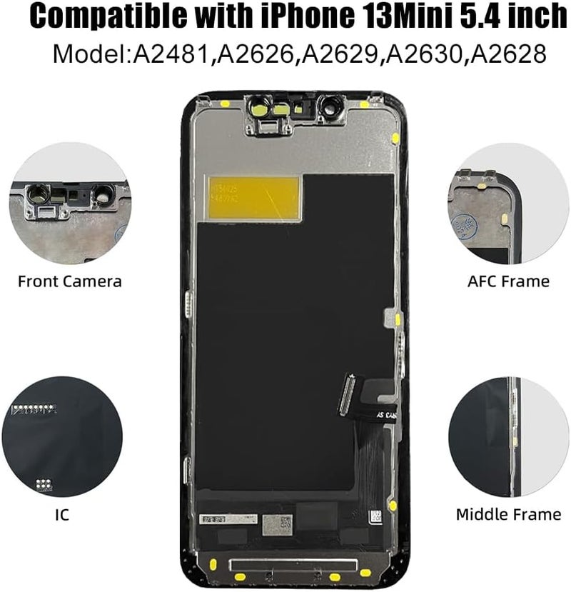 EFAITHFIX Store for iPhone 13 Mini Screen Replacement 5.4 Inch LCD 3D Touch Display Full HD Digitizer Frame Assembly (A2481,A2626,A2628,A2629,A2630) with Repair Tools Screen Protector Waterproof Adhesive - Image 3