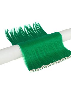 ECOCHARMS ECOCHARMS Green Hair Extensions 20 Inch colored Wig Heat-Resistant Straight Highlight Hairpieces Cospaly Fashion Party Gift for Girls 9 PCS  - Image 2