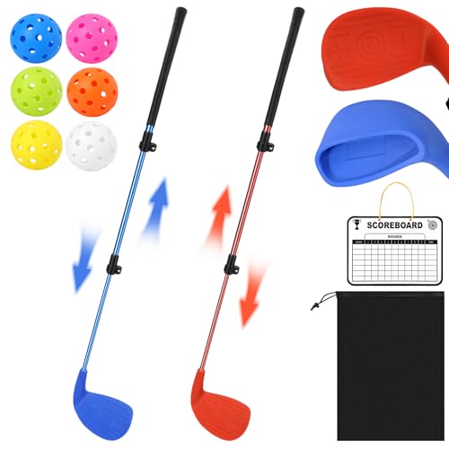 CWLAKON Golf Club Adjustable Length with Oversize Head for Backyard Golf Game Yard Golf Games Club for Toddlers Junior Adults Family Plastic Golf Club for Hit Plastic Foam Golf Balls in Grass Parks Yards - Image 1