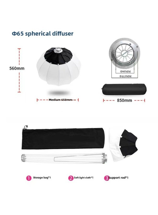 65cm Soft Light Ball Metal Spherical Soft Light Cover Portable Photography Fill Light Photography Photography Soft Light Box Photography Equipment-Light Source Color:65CM [soft Light Ball] Metal Bayonet