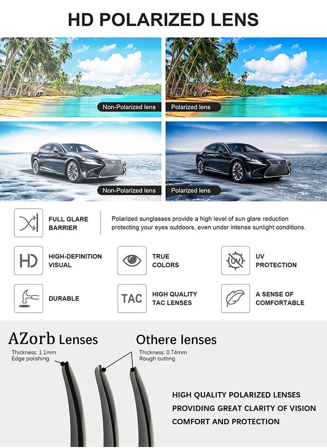 AZorb Polarized Aviator Sunglasses Men Women Hexagon Metal Frame Sun Glassess Men's Ladies Double Bridge Polygon Mens Sunglass Retro Police Eye Glasses UV400 Protection Shades for Driving Travel Daily Black  - Image 2