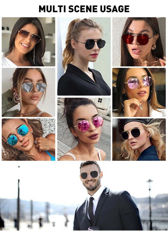 AZorb Polarized Aviator Sunglasses Men Women Hexagon Metal Frame Sun Glassess Men's Ladies Double Bridge Polygon Mens Sunglass Retro Police Eye Glasses UV400 Protection Shades for Driving Travel Daily Black  - Image 4
