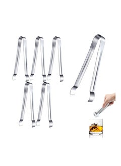 6 Pieces Ice Tongs, 6.5 Inch Stainless Steel Sugar Cube Tongs, Mini Serving Tongs with Sharp Teeth Make Grabbing Ice Easy, Ice Tongs for Ice Bucket for Tea and Coffee Party Restaurant