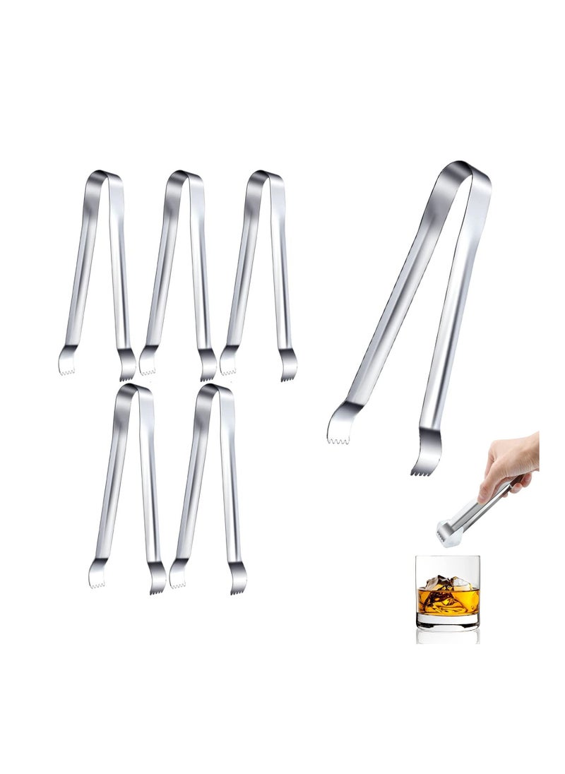Excefore - 6 Pieces Ice Tongs, 6.5 Inch Stainless Steel Sugar Cube Tongs, Mini Serving Tongs with Sharp Teeth Make Grabbing Ice Easy, Ice Tongs for Ice Bucket for Tea and Coffee Party Restaurant - Image 1