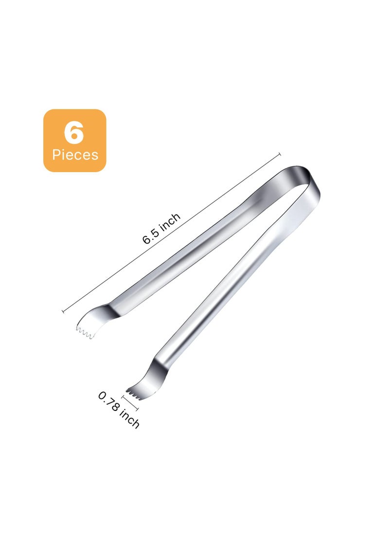 Excefore - 6 Pieces Ice Tongs, 6.5 Inch Stainless Steel Sugar Cube Tongs, Mini Serving Tongs with Sharp Teeth Make Grabbing Ice Easy, Ice Tongs for Ice Bucket for Tea and Coffee Party Restaurant - Image 1
