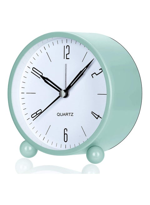Analog Alarm Clock 4 inch Super Silent Non Ticking Small Clock with Night Light Battery Operated Simply Design for Bedroom Bedside Desk
