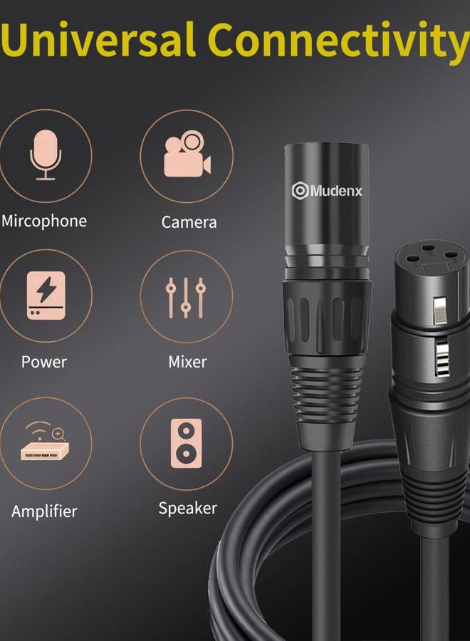 mudenx Short XLR Cables 1.6FT 2 Pack,XLR Male to Female Balanced Microphone Cord 3 pin, OFC Shielded 1 Foot Mic Cable - Image 2