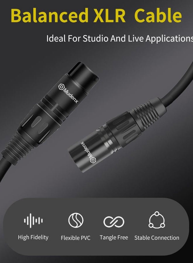 mudenx Short XLR Cables 1.6FT 2 Pack,XLR Male to Female Balanced Microphone Cord 3 pin, OFC Shielded 1 Foot Mic Cable - Image 5