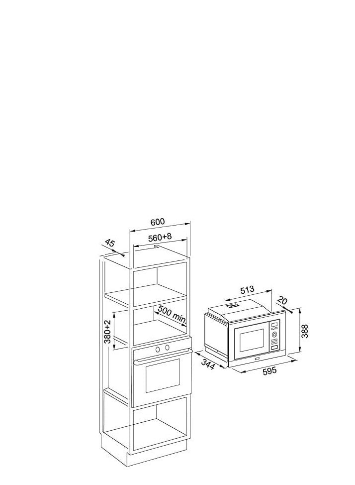 فرانك ميكروويف فرانكي بيلت ان بشواية كهربائية 1250 وات سعة 20 لتر، من الستانلس ستيل بزجاج يسمح لك بفحص طعامك اثناء الطبخ بدون فتح الباب - FSL 20 MW XS - فضي - Image 2