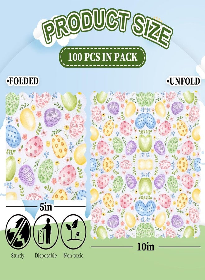 وولاين مجموعة مناديل ورقية من والين، 100 قطعة، بتصميم بيضة زهور، مناسبة لعيد الفصح، مثالية للعشاء والحلويات، ولحفلات استقبال المولود الجديد وأعياد الميلاد. - Image 2
