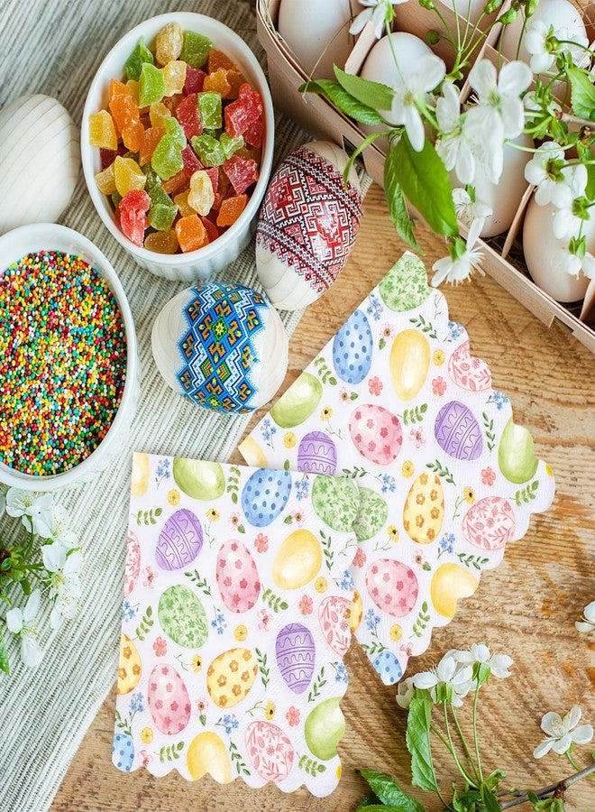 وولاين مجموعة مناديل ورقية من والين، 100 قطعة، بتصميم بيضة زهور، مناسبة لعيد الفصح، مثالية للعشاء والحلويات، ولحفلات استقبال المولود الجديد وأعياد الميلاد. - Image 5