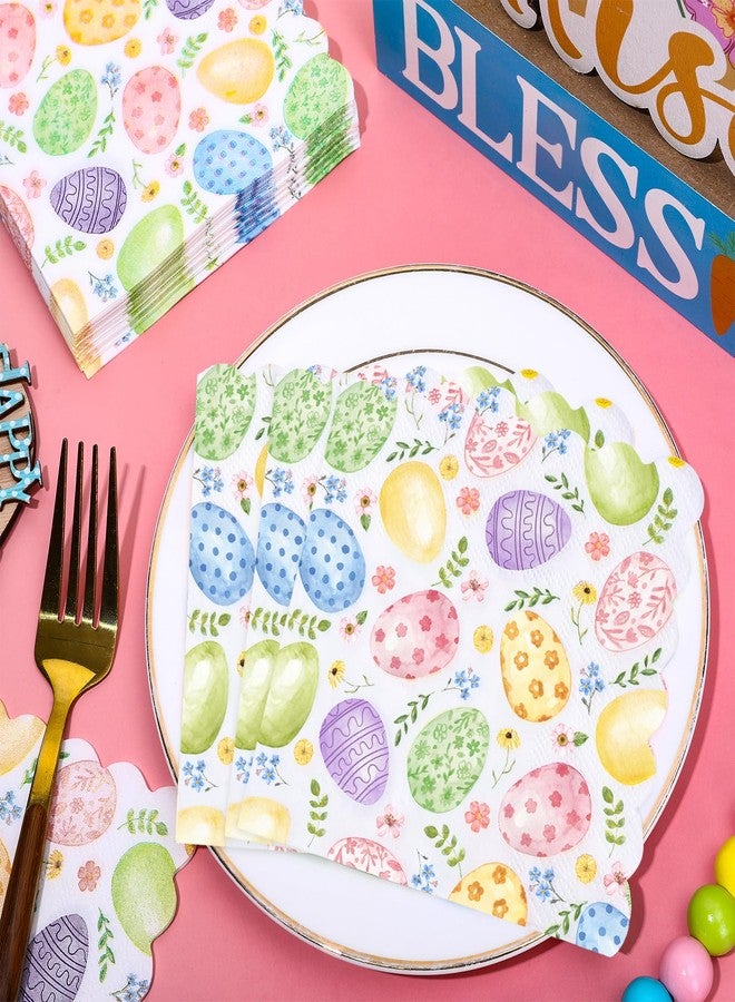 وولاين مجموعة مناديل ورقية من والين، 100 قطعة، بتصميم بيضة زهور، مناسبة لعيد الفصح، مثالية للعشاء والحلويات، ولحفلات استقبال المولود الجديد وأعياد الميلاد. - Image 3