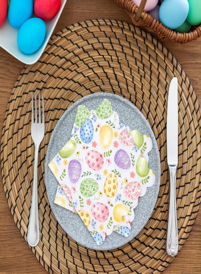 وولاين مجموعة مناديل ورقية من والين، 100 قطعة، بتصميم بيضة زهور، مناسبة لعيد الفصح، مثالية للعشاء والحلويات، ولحفلات استقبال المولود الجديد وأعياد الميلاد. - Image 4