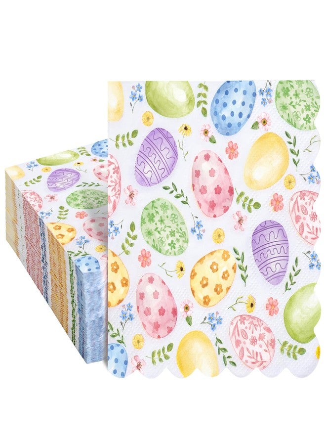وولاين مجموعة مناديل ورقية من والين، 100 قطعة، بتصميم بيضة زهور، مناسبة لعيد الفصح، مثالية للعشاء والحلويات، ولحفلات استقبال المولود الجديد وأعياد الميلاد. - Image 1