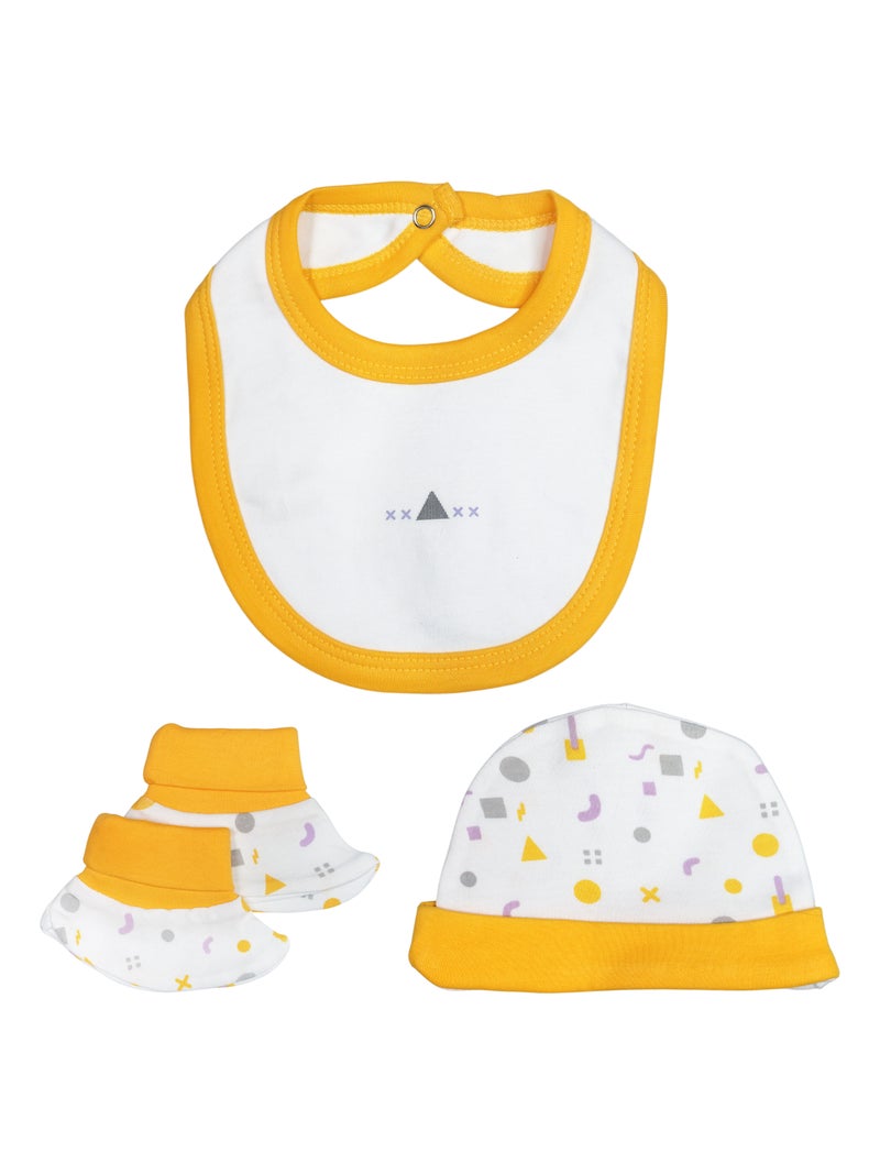 Babies Basic 5 piece Unisex 100% Cotton Sets include Bib, Romper, Mittens, Cap and Sleepsuit/Jumpsuit - Image 4