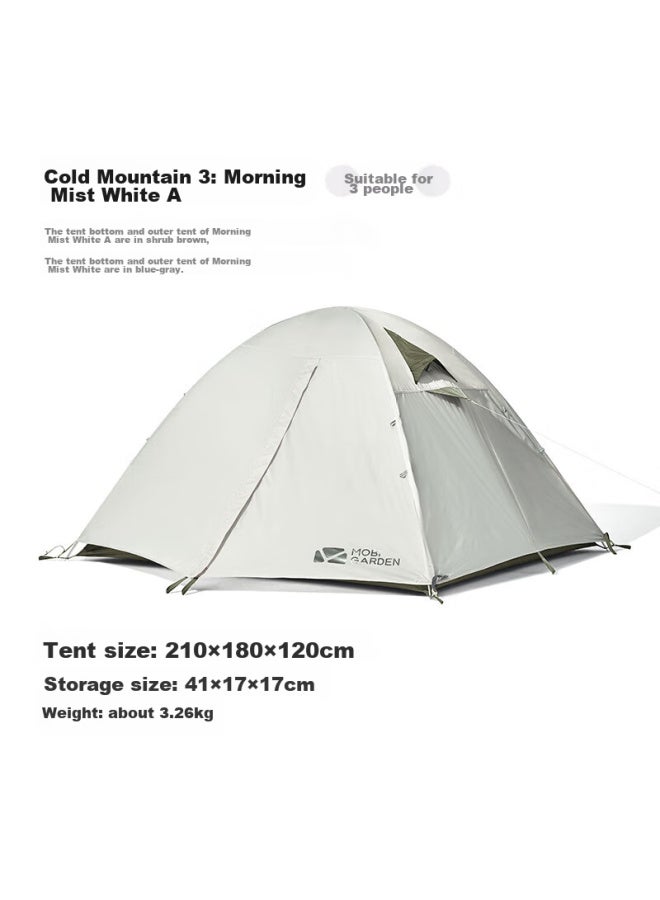 Mobigarden Tent, Outdoor Camping Hiking Windproof And Rainproof Three-person Tent, Lengshan 3 Nxzqu61008, Morning Mist White A - Image 1
