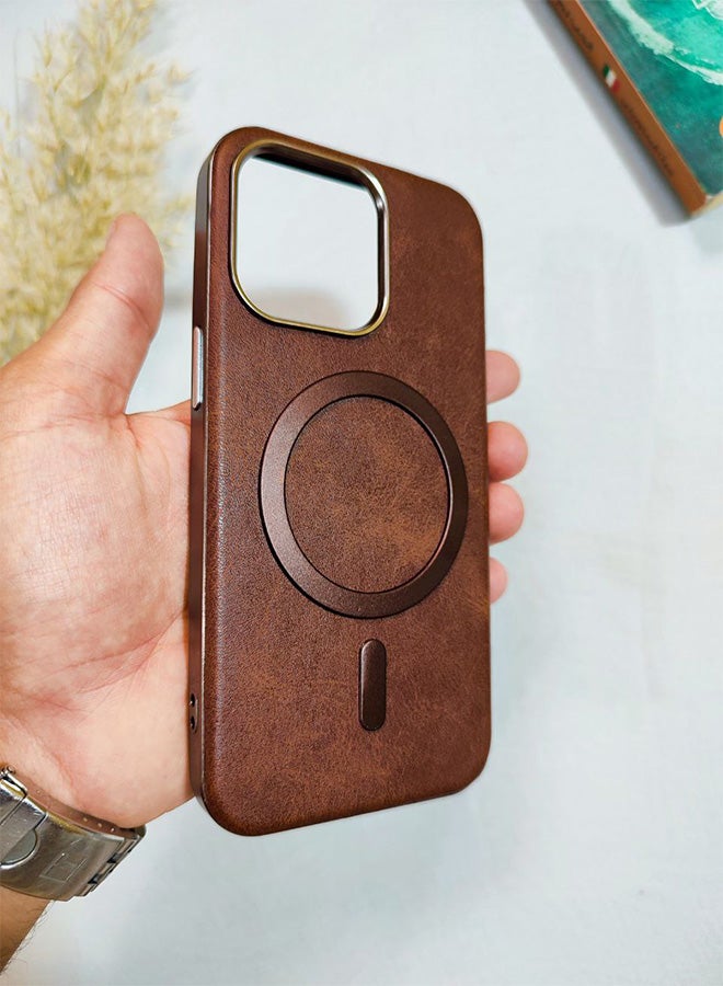 Leather Case CompatibleWith Phone Iphone 13 Pro, Supports MagSafe Wireless Charging, Shock-Resistant Cover, Made Of Premium Leather That Acquires A Natural Patina Over Time, Raised Camera Protector Protects The Lens Assembly, With Inner Lining, For Phone Iphone 13 Pro - Brown - Image 4