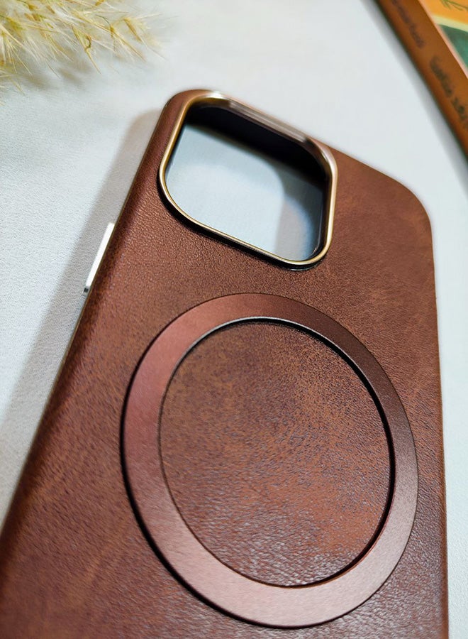 Leather Case CompatibleWith Phone Iphone 13 Pro, Supports MagSafe Wireless Charging, Shock-Resistant Cover, Made Of Premium Leather That Acquires A Natural Patina Over Time, Raised Camera Protector Protects The Lens Assembly, With Inner Lining, For Phone Iphone 13 Pro - Brown - Image 5