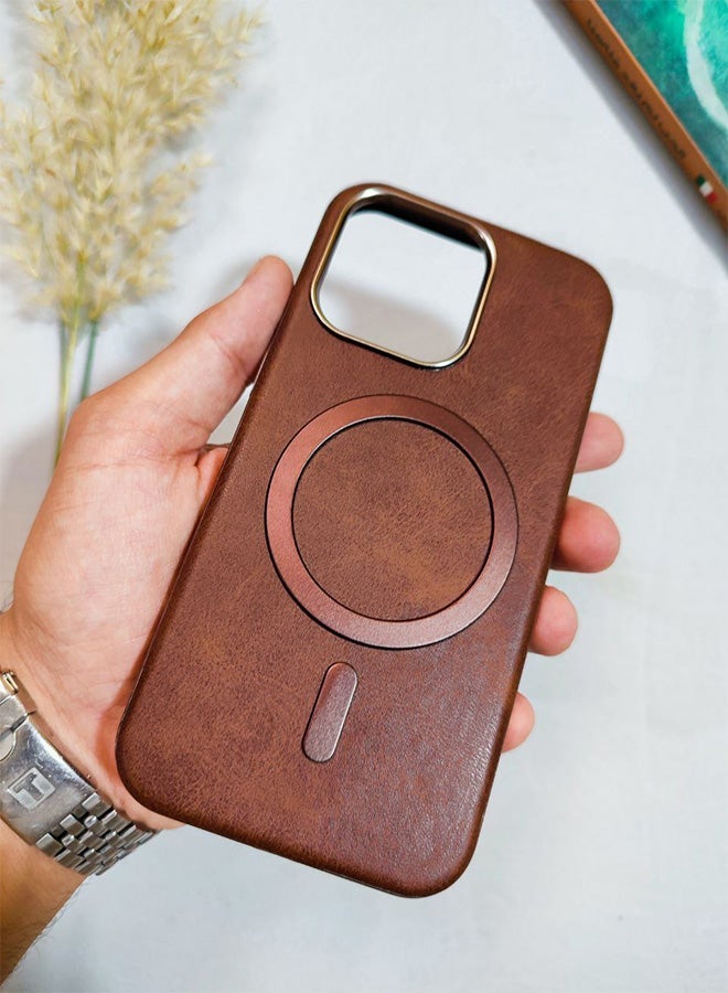 Leather Case CompatibleWith Phone Iphone 13 Pro, Supports MagSafe Wireless Charging, Shock-Resistant Cover, Made Of Premium Leather That Acquires A Natural Patina Over Time, Raised Camera Protector Protects The Lens Assembly, With Inner Lining, For Phone Iphone 13 Pro - Brown - Image 3