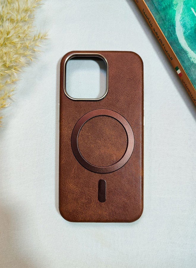 Leather Case CompatibleWith Phone Iphone 13 Pro, Supports MagSafe Wireless Charging, Shock-Resistant Cover, Made Of Premium Leather That Acquires A Natural Patina Over Time, Raised Camera Protector Protects The Lens Assembly, With Inner Lining, For Phone Iphone 13 Pro - Brown - Image 2