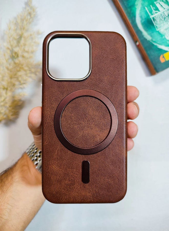 Leather Case CompatibleWith Phone Iphone 13 Pro, Supports MagSafe Wireless Charging, Shock-Resistant Cover, Made Of Premium Leather That Acquires A Natural Patina Over Time, Raised Camera Protector Protects The Lens Assembly, With Inner Lining, For Phone Iphone 13 Pro - Brown - Image 1